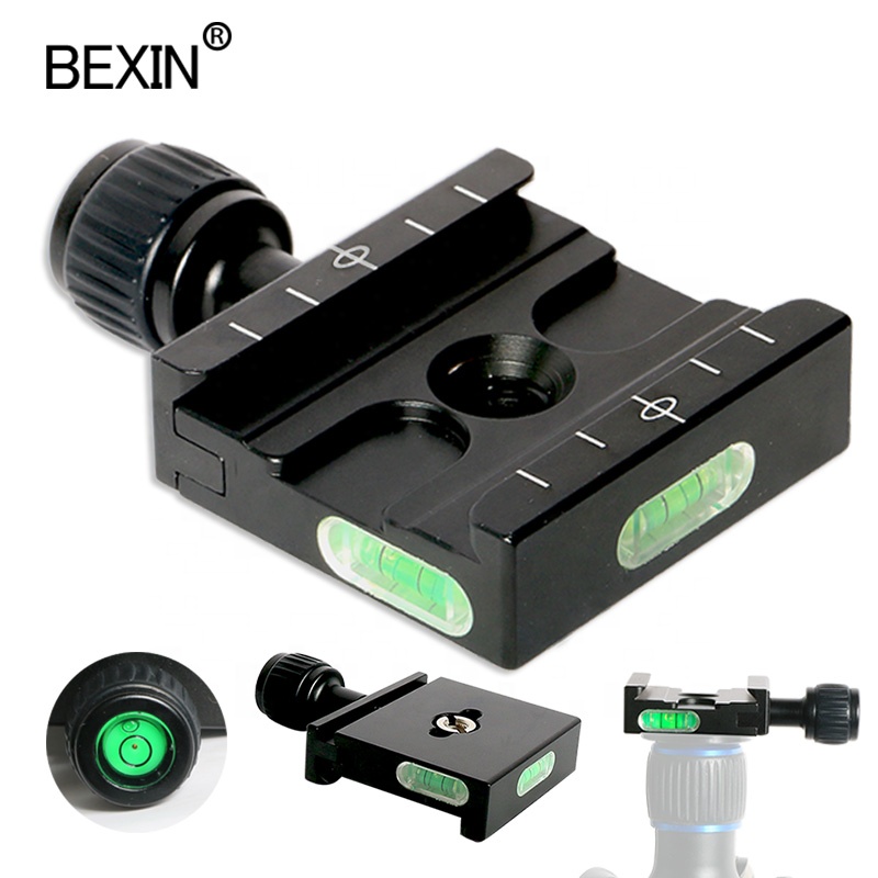 BEXIN QR-50 Quick Release Plate Clamp Camera Base Adapter Tripod Connection Accessory Aluminum Black with Level for Digital SLR