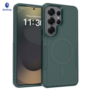 כיסוי טלפון נייד ירוק נגד זעזועים, כיסוי מט לסמסונג S26 אולטרה, כיסוי מגנטי לטלפון סלולרי, כיסוי היברידי TPU PC <span class=keywords><strong>2</strong></span> ב-1, כיסוי אחורי - Product Image 1