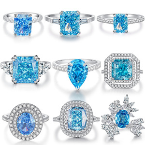 <span class=keywords><strong>Bague</strong></span> de fleur de glace pilée en <span class=keywords><strong>argent</strong></span> S925 avec <span class=keywords><strong>saphir</strong></span> bleu <span class=keywords><strong>et</strong></span> zircon, anneaux fins européens <span class=keywords><strong>et</strong></span> américains - Product Image 1
