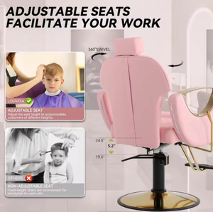 Silla de Peluquería Hidráulica con Reposacabezas Ajustable y Giratoria 360 Grados, Silla de Barbero, Silla de Salón - Product Image 3