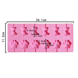 Vente chaude 12 chaîne chat griffe cochon <span class=keywords><strong>sucette</strong></span> silicone <span class=keywords><strong>moule</strong></span> <span class=keywords><strong>sans</strong></span> bâton <span class=keywords><strong>gâteau</strong></span> cuisson forme <span class=keywords><strong>moule</strong></span> - Product Image 2