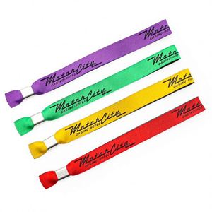 Bracelets promotionnels écologiques ajustables en plastique avec clip, pour événements et fêtes, bracelets tissés en tissu personnalisés pour festivals - Product Image 3