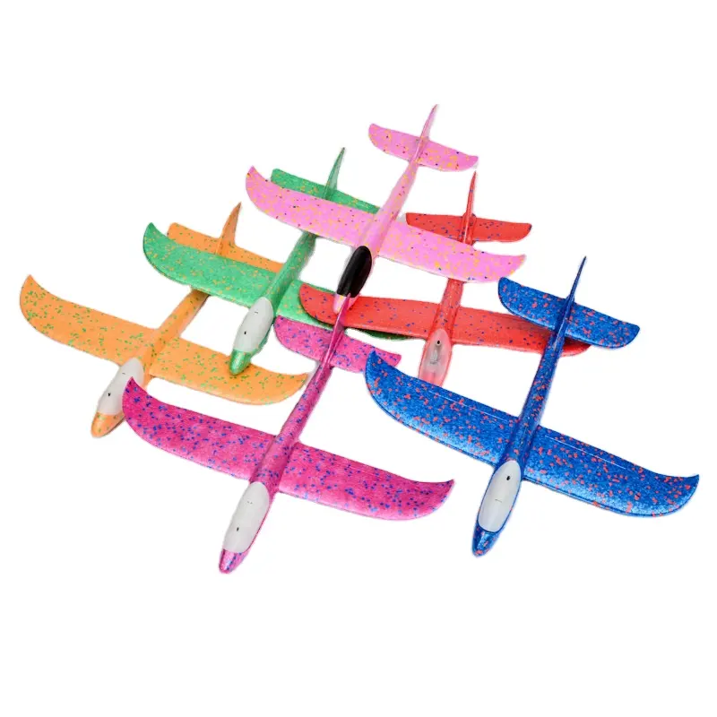 라이트 업 폼 글라이더 비행기 44CM & 48CM LED 던지는 비행기 비행 스포츠 게임 거품 던지는 비행기 비행기 장난감 재미 있은 장난감