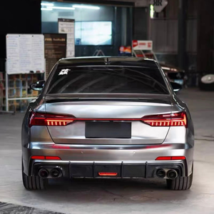 Diffusore Posteriore Nero Lucido in Fibra di Carbonio LOOK per Auto <span class=keywords><strong>A6</strong></span> S6 C8, Splitter con Quattro Uscite di Scarico e LED per <span class=keywords><strong>Audi</strong></span> <span class=keywords><strong>A6</strong></span> S6 C8 SLine <span class=keywords><strong>2019</strong></span>-2025 - Product Image 6