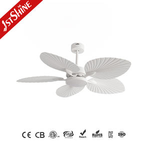 1stshine Unique 52 "Ventilateur de <span class=keywords><strong>plafond</strong></span> <span class=keywords><strong>d</strong></span>écoratif Caractéristiques 5 lames de feuille ABS réalistes Ventilateur de <span class=keywords><strong>plafond</strong></span> LED à intensité variable 3 couleurs - Product Image 1