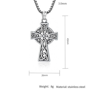 Collier pendentif unisexe <span class=keywords><strong>en</strong></span> acier inoxydable plaqué or 18 carats, motif nœud triangulaire celtique <span class=keywords><strong>viking</strong></span> ajouré, bijou de cérémonie religieuse - Product Image 3
