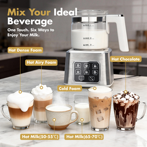 Espumador de <span class=keywords><strong>Leche</strong></span> Eléctrico 6 en 1 de Vidrio Grande, <span class=keywords><strong>Calentador</strong></span> de <span class=keywords><strong>Leche</strong></span> de Alta Calidad para Preparar Café - Product Image 4