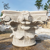 BLVE grande décoration de maison extérieure Designs modernes sculpture à la main pierre pilier tête marbre blanc colonne romaine capitale