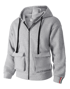 <span class=keywords><strong>Felpa</strong></span> con Cappuccio <span class=keywords><strong>Sportiva</strong></span> Casual da <span class=keywords><strong>Uomo</strong></span> Personalizzata con Spalle Scese Grandi Tasche in Pile Pesante con Zip - Product Image 3