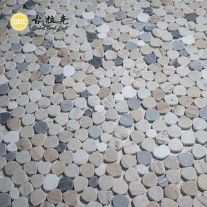 Carreaux de mosaïque en marbre de couleur mélangée de forme ronde à bulles irrégulières pour la décoration d'entrée extérieure - Product Image 5