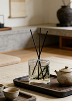 Diffuseur d'Alcool Sans Flamme en Verre 100 ml, Parfum Orchidées Printanières et Bambou Estival, Longue Durée, Qualité Supérieure, pour Aromathérapie Intérieure à la Maison