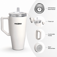 Lot de 2 gobelets isothermes de 30 oz avec poignée, en acier inoxydable, isolation sous vide, pour une conservation thermique de 6 à 12 heures, idéal pour la plage