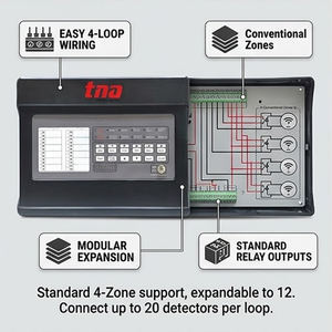 Panneau de commande d'alarme incendie conventionnel avec écran LCD, système d'alarme incendie EN54 - Product Image 3