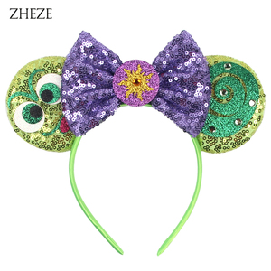 Vente flash, accessoires de <span class=keywords><strong>cheveux</strong></span> exquis pour cosplay de <span class=keywords><strong>Raiponce</strong></span> avec fleurs en strass, nœud brillant, style mignon, serre-tête oreilles de souris pour filles - Product Image 5
