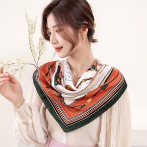 Écharpe carrée en twill uni pour femmes musulmanes, motif licorne imprimé, printemps été, 90x90cm - Product Image 4