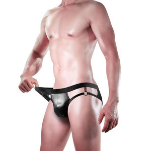 Slips string en similicuir pour homme, noir, taille unique, spandex, sensation toucher réel, occasion spéciale - Product Image 4