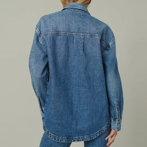 Camicie da <span class=keywords><strong>Donna</strong></span> in Denim Casual Larghe <span class=keywords><strong>con</strong></span> Design alla Moda Personalizzato all'Ingrosso, <span class=keywords><strong>Camicia</strong></span> in Denim Vintage <span class=keywords><strong>con</strong></span> Strass - Product Image 4