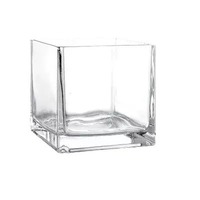 Vase en verre transparent carré épaissi, vase carré, pot pour arrangement floral, pièce décorative simple
