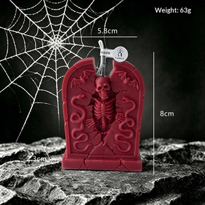 Vela aromática de Halloween con forma de lápida, esqueleto, calavera, serpiente y murciélago, vela artesanal para decoración de fiestas, decoración del hogar, regalo festivo - Product Image 6