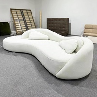 Canapé modulable de grande taille personnalisé et incurvé canapé d'angle de salon en tissu Teddy blanc
