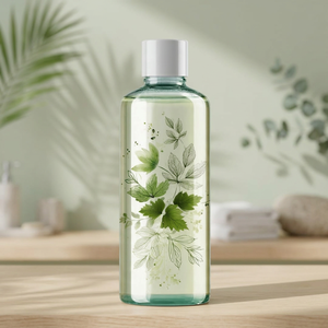 Shampoo aux herbes, bouteille de lavage capillaire imprimée feuilles vertes, emballage personnalisé avec étiquette privée - Product Image 1