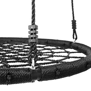 Columpio Redondo de Cuerda de 100 cm, Silla Colgante de Malla para Jardín Exterior, Columpio de Seguridad para Niños - Product Image 1