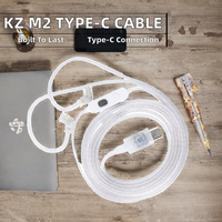 Câbles d'écouteurs KZ M2 Type-C à double micro, plaqués argent, anti-rides, améliorés, pour câbles IEM à 2 broches avec réglage EQ, compatibles ZSN EDX ZS10 PRO X Castor