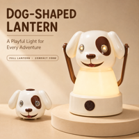 Lanterne LED en forme de chien, alimentée par 3 piles AAA, portable avec poignée, idéale pour tente, aventures en extérieur, urgences et décoration intérieure.