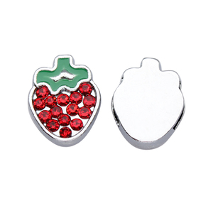 Ciondoli a forma di fragola da 8 mm all'ingrosso, in lega metallica, scorrevoli, per braccialetti per bambini, cinturini e creazione di gioielli da donna - Product Image 3