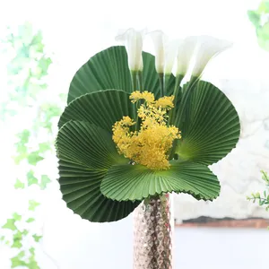 ПУ зеленые Пальмовые Листья, искусственные растения, искусственный банановый лист для цветочной композиции