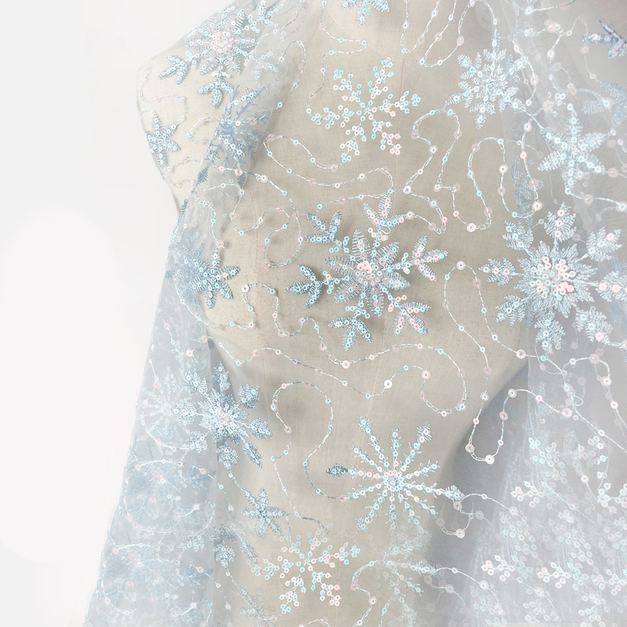 Frozen Queen Эльза Снежинка блестки вышитый тюль ткань для пачки