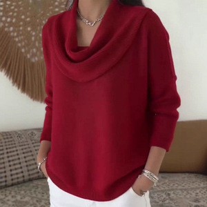 Pull à manches longues de couleur unie pour femme, coupe ample, style coréen, automne-hiver, S M L XL XXL 3XL - Product Image 1