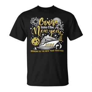 T-shirt Cruise Into The New Year 2026, unisex, per adulti, a maniche corte, girocollo, con stampa digitale, per feste e vacanze - Product Image 2