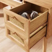 Bureau d'écriture en bois, style Mid-Century Modern, avec armoire de rangement et étagère ouverte, en chêne naturel, poste de travail pour ordinateur portable, durable