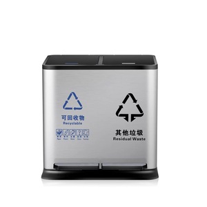 45L Đứng Ba Thùng Rác Có Thể Lưu Trữ Xô Thép Không Gỉ Tái Chế Thùng Nhấn Loại Bước Đạp 10Gallon Thân Thiện Với Môi - Product Image 1