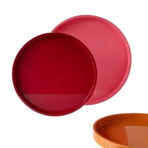 High Quality Eco-Friendly Round Set Lacquer MDF Handwoven Food <b>Container</b> Serving Tray OEM Multi-Purpose Vietnam Factory - Product Image 1