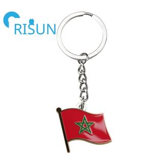 Usine marocaine Monaco-Ville voyage Souvenir porte-clés personnalisé métal émail Maroc carte drapeau breloques porte-clés porte-clés <span class=keywords><strong>cadeau</strong></span> - Product Image 3