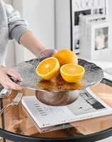 Plateau à fruits en acier inoxydable, plateau de service pour le salon, table basse pour fruits, noix séchées et en-cas, option cadeau