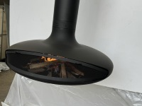 Cheminée d'angle décorative extérieure pour hôtel, style américain personnalisé, en acier au carbone et peinture noire résistante à la chaleur, moderne, pour brûler du bois