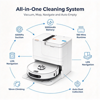 Robot aspirateur multi-étages avec navigation LDS, 10 cartes, aspiration 10000Pa, batterie 5200mAh, station de vidage automatique, serpillière rotative 8mm, application et Alexa