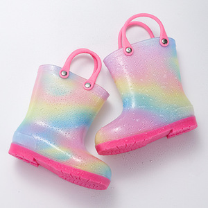 Cute Children Rain <strong>Boots</strong> for Girls Boys Waterproof and Anti-slip Pink PVC Gumboot OEM <strong>Wellington</strong> <strong>Boots</strong> with Handle - Product Image 2