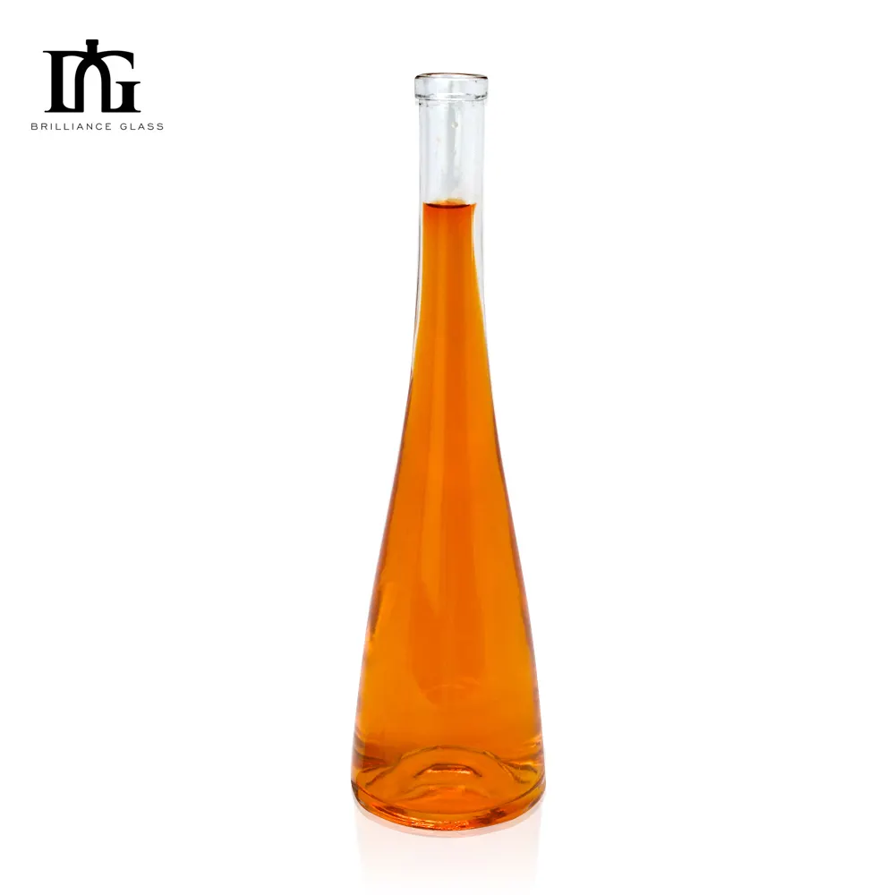 بسعر المصنع بالجملة زجاجة 500 مل من الزجاج الشفاف مادة بيضاء ناعمة زجاجة نبيذ بفم حريري مع غطاء ألمنيوم