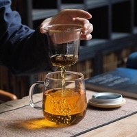 Tasses à thé en verre 300ml / 500ml avec passoire et couvercle en bambou Tasses à thé en verre résistant à la chaleur pour feuilles mobiles