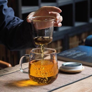 300ml / 500ml di vetro infusore di tè tazze con filtro e coperchio di bambù resistenza al calore in vetro tazze da tè <span class=keywords><strong>per</strong></span> foglie sciolte - Product Image 3