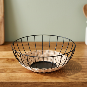 Panier de rangement rond en métal, en fil de fer, pour cuisine, durable, minimaliste, sur pied - Product Image 5