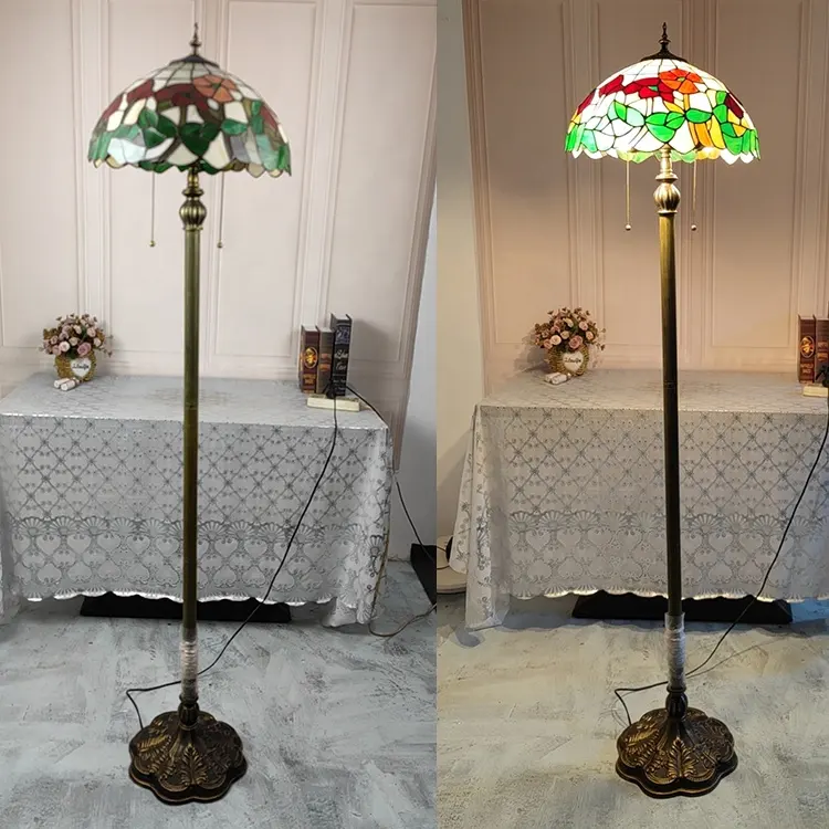 Longhuijing tiffany-estilo 2 lâmpada de chão, vitoriano, feito à mão, vidro manchado, luzes design, lâmpadas de chão