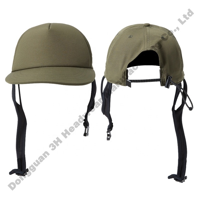 Classic Polyester Quick Dry 5 Panel Waterproof  Baseball Gorras for Men Custom Logo Strapback Surf Caps Hats with Chin Strap