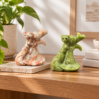 Figurine de chat en cristal sculpté, mignonne, faite à la main, décoration animale en pierre pour la maison, le bureau, collection ou cadeau