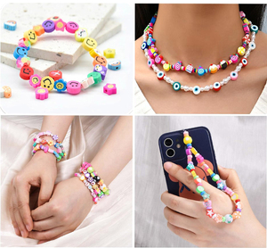 Perles en argile polymère pour bricolage, 24 styles différents, 480 pièces, kit de perles en argile polymère de 10 mm pour la fabrication de bijoux, bracelets - Product Image 3