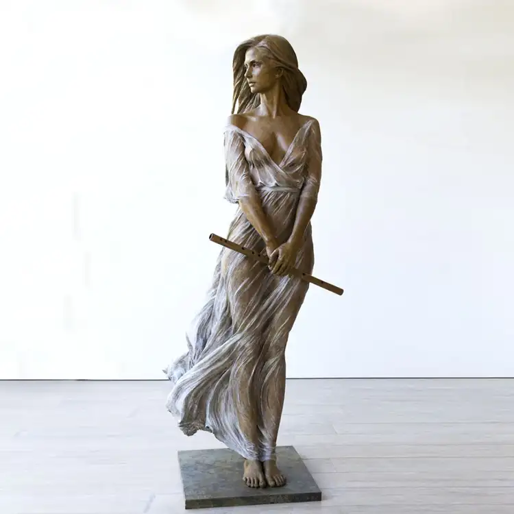 Estatua de bronce para mujer y hombre, suministro profesional, tamaño real